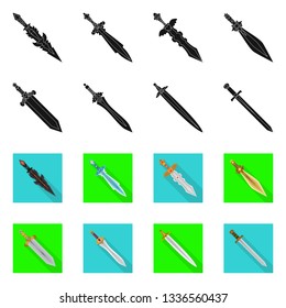Vector illustration of game  and armor  icon. Set of game  and blade  stock vector illustration.