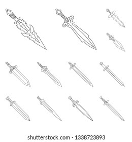 Vector illustration of game  and armor  icon. Collection of game  and blade  vector icon for stock.