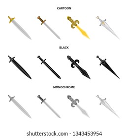 Vector illustration of game  and armor  icon. Collection of game  and blade  stock symbol for web.