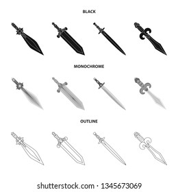 Vector illustration of game  and armor  icon. Set of game  and blade  vector icon for stock.
