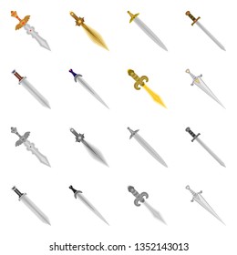 Vector illustration of game  and armor  icon. Set of game  and blade  vector icon for stock.