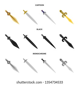 Vector illustration of game  and armor  icon. Set of game  and blade  vector icon for stock.