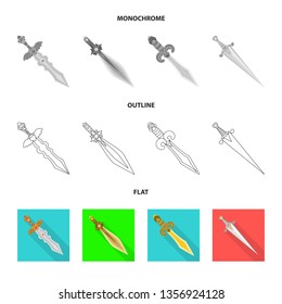 Vector illustration of game  and armor  icon. Collection of game  and blade  stock symbol for web.