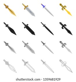 Vector illustration of game  and armor  icon. Set of game  and blade  stock vector illustration.