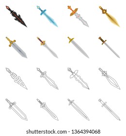 Vector illustration of game  and armor  icon. Collection of game  and blade  vector icon for stock.