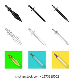 Vector illustration of game  and armor  icon. Collection of game  and blade  stock vector illustration.