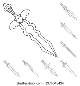 Vector illustration of game  and armor  icon. Set of game  and blade  stock symbol for web.