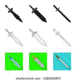 Vector illustration of game  and armor  icon. Set of game  and blade  stock symbol for web.