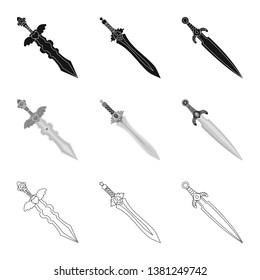 Vector illustration of game  and armor  icon. Set of game  and blade  stock vector illustration.