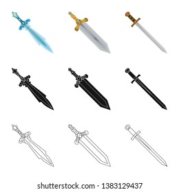 Vector illustration of game  and armor  icon. Set of game  and blade  stock vector illustration.