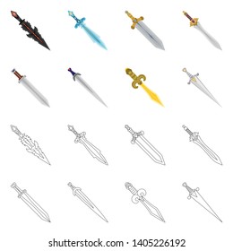 Vector illustration of game  and armor  icon. Set of game  and blade  stock symbol for web.