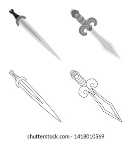 Vector illustration of game  and armor  icon. Set of game  and blade  stock symbol for web.