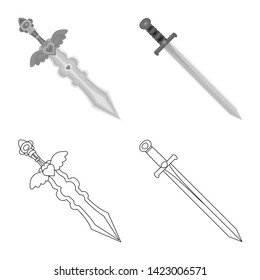 Vector illustration of game  and armor  icon. Set of game  and blade  stock symbol for web.