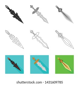 Vector illustration of game and armor icon. Collection of game and blade vector icon for stock.