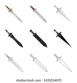 Vector illustration of game and armor icon. Collection of game and blade vector icon for stock.