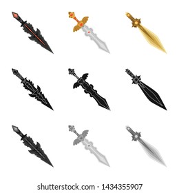 Vector illustration of game and armor icon. Collection of game and blade vector icon for stock.