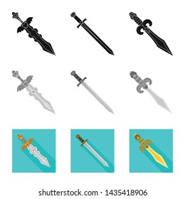 Vector illustration of game and armor icon. Set of game and blade stock vector illustration.
