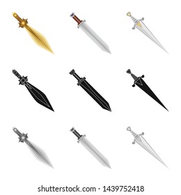 Vector illustration of game and armor icon. Set of game and blade vector icon for stock.