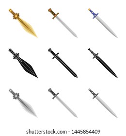 Vector illustration of game and armor icon. Collection of game and blade stock vector illustration.