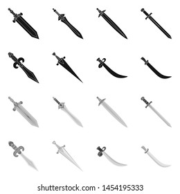 Vector illustration of game and armor icon. Collection of game and blade stock symbol for web.