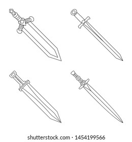 Vector illustration of game and armor icon. Set of game and blade stock vector illustration.