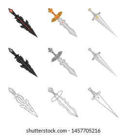 Vector illustration of game and armor icon. Set of game and blade vector icon for stock.