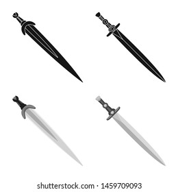Vector illustration of game and armor icon. Set of game and blade stock vector illustration.