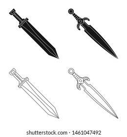 Vector illustration of game and armor icon. Set of game and blade vector icon for stock.