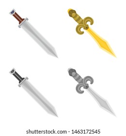 Vector illustration of game and armor icon. Set of game and blade stock vector illustration.