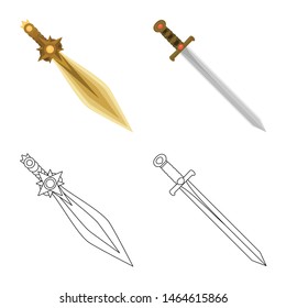 Vector illustration of game and armor icon. Collection of game and blade vector icon for stock.
