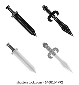 Vector illustration of game and armor icon. Set of game and blade stock vector illustration.