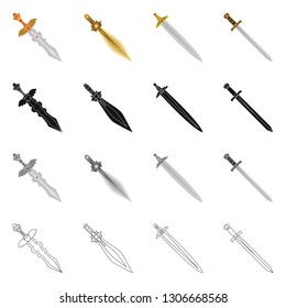 Vector illustration of game  and armor  logo. Set of game  and blade  stock symbol for web.