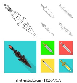 Vector illustration of game  and armor  logo. Set of game  and blade  stock symbol for web.