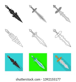 Vector illustration of game  and armor  logo. Collection of game  and blade  stock symbol for web.