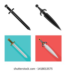 Vector illustration of game  and armor  logo. Set of game  and blade  stock symbol for web.