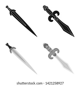 Vector illustration of game  and armor  logo. Collection of game  and blade  stock symbol for web.