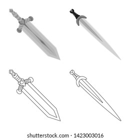 Vector illustration of game  and armor  logo. Collection of game  and blade  stock symbol for web.