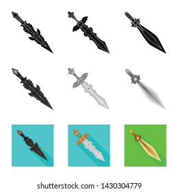 Vector illustration of game and armor logo. Set of game and blade stock symbol for web.