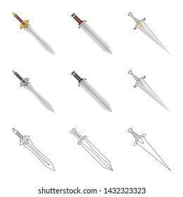 Vector illustration of game and armor logo. Collection of game and blade vector icon for stock.