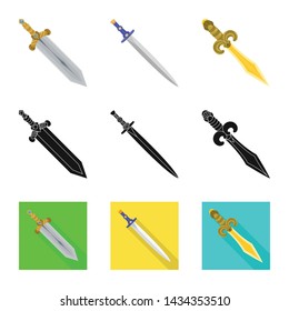 Vector illustration of game and armor logo. Set of game and blade stock symbol for web.
