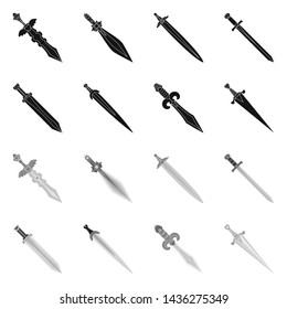 Vector illustration of game and armor logo. Collection of game and blade vector icon for stock.