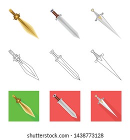 Vector illustration of game and armor logo. Collection of game and blade vector icon for stock.