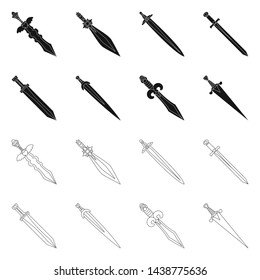 Vector illustration of game and armor logo. Set of game and blade vector icon for stock.
