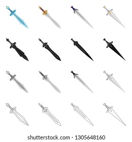Vector illustration of game  and armor  sign. Set of game  and blade  stock symbol for web.