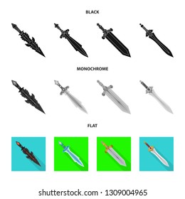 Vector illustration of game  and armor  sign. Collection of game  and blade  stock symbol for web.