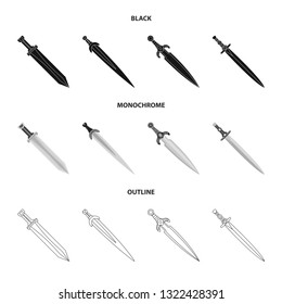 Vector illustration of game  and armor  sign. Set of game  and blade  vector icon for stock.