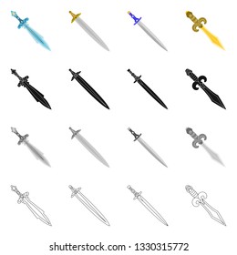 Vector illustration of game  and armor  sign. Set of game  and blade  stock symbol for web.