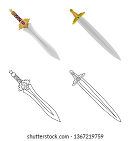 Vector illustration of game  and armor  sign. Collection of game  and blade  stock symbol for web.