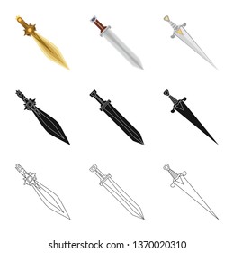 Vector illustration of game  and armor  sign. Set of game  and blade  stock symbol for web.