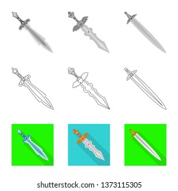 Vector illustration of game  and armor  sign. Set of game  and blade  stock vector illustration.